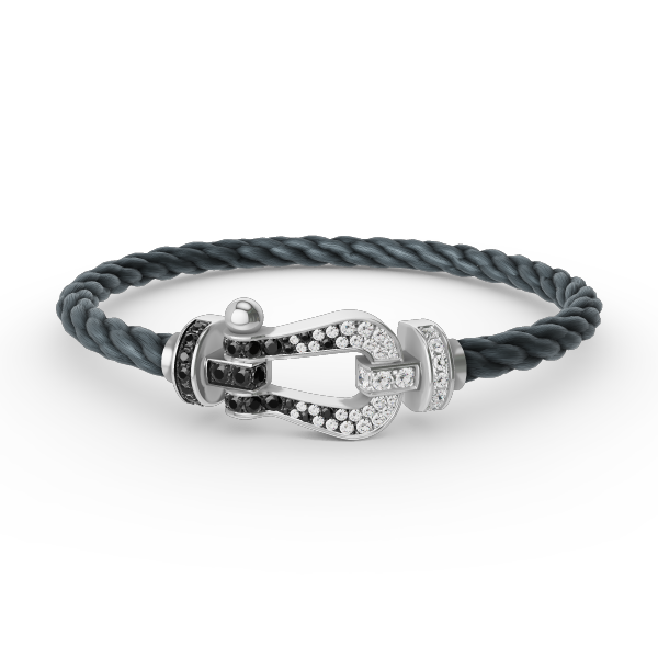 ¡®Dream¡¯FORCE LARGE HORSESHOE BLACK WHITE DIAMOND BRACELET SILVER