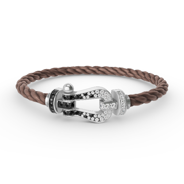 ¡®Dream¡¯FORCE LARGE HORSESHOE BLACK WHITE DIAMOND BRACELET SILVER