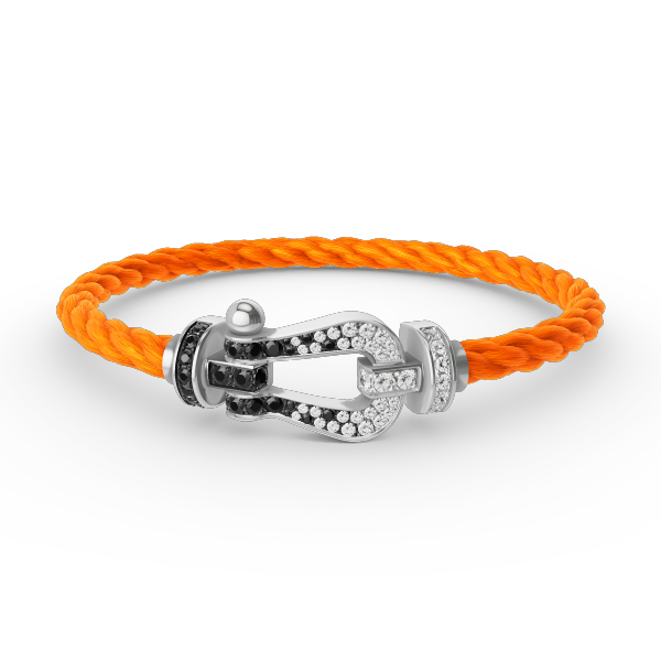¡®Dream¡¯FORCE LARGE HORSESHOE BLACK WHITE DIAMOND BRACELET SILVER