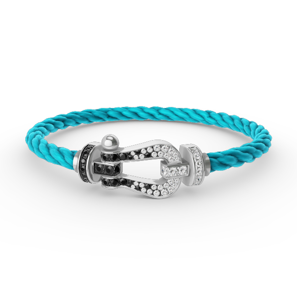 ¡®Dream¡¯FORCE LARGE HORSESHOE BLACK WHITE DIAMOND BRACELET SILVER
