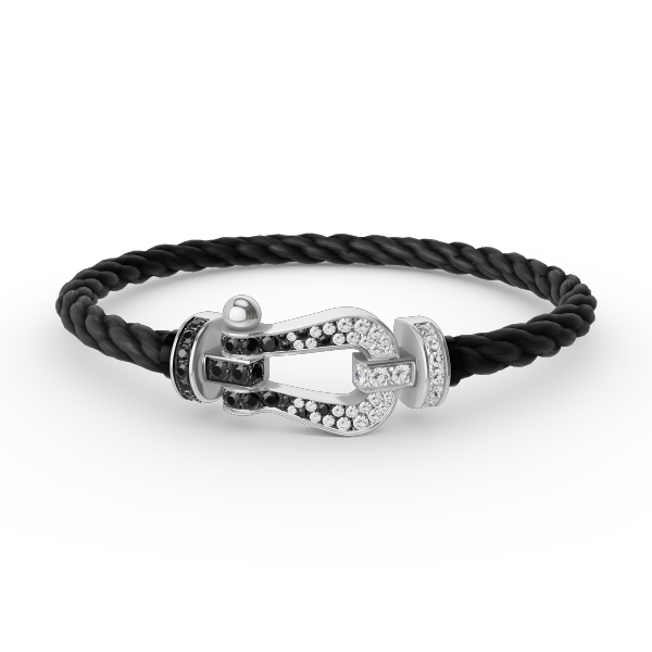 ¡®Dream¡¯FORCE LARGE HORSESHOE BLACK WHITE DIAMOND BRACELET SILVER