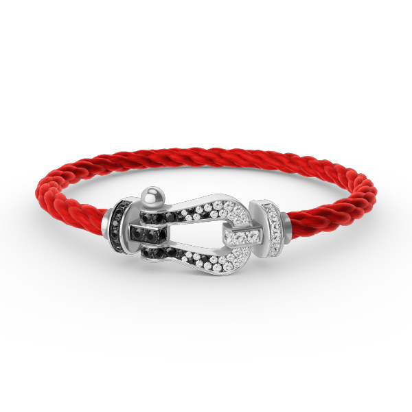 ¡®Dream¡¯FORCE LARGE HORSESHOE BLACK WHITE DIAMOND BRACELET SILVER