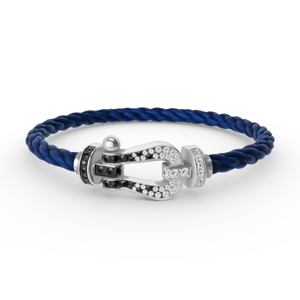 ¡®Dream¡¯FORCE LARGE HORSESHOE BLACK WHITE DIAMOND BRACELET SILVER