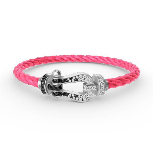 ¡®Dream¡¯FORCE LARGE HORSESHOE BLACK WHITE DIAMOND BRACELET SILVER