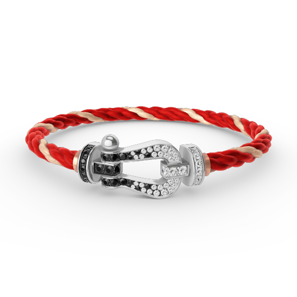 ¡®Dream¡¯FORCE LARGE HORSESHOE BLACK WHITE DIAMOND BRACELET SILVER