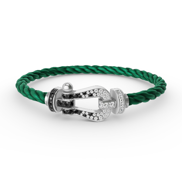¡®Dream¡¯FORCE LARGE HORSESHOE BLACK WHITE DIAMOND BRACELET SILVER