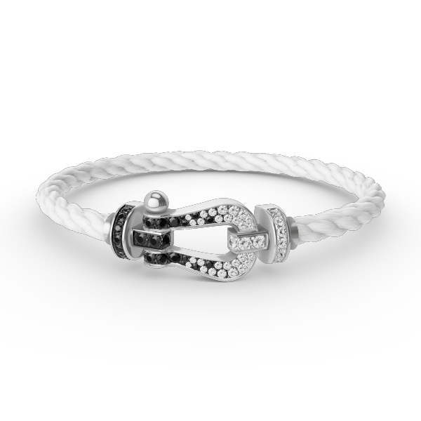 ¡®Dream¡¯FORCE LARGE HORSESHOE BLACK WHITE DIAMOND BRACELET SILVER