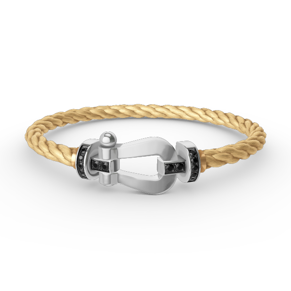 ¡®Dream¡¯FORCE LARGE HORSESHOE BLACK DIAMOND BRACELET SILVER