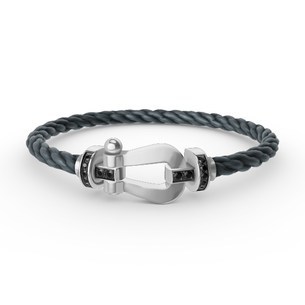 ¡®Dream¡¯FORCE LARGE HORSESHOE BLACK DIAMOND BRACELET SILVER