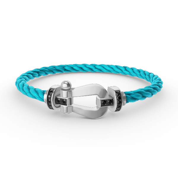 ¡®Dream¡¯FORCE LARGE HORSESHOE BLACK DIAMOND BRACELET SILVER