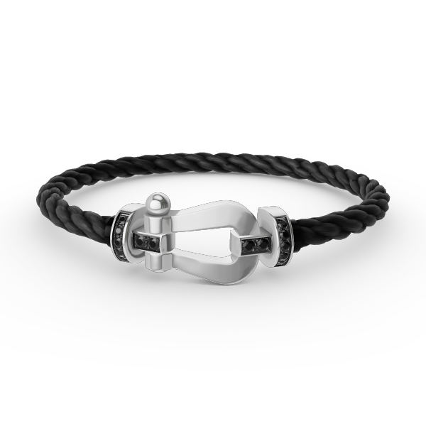 ¡®Dream¡¯FORCE LARGE HORSESHOE BLACK DIAMOND BRACELET SILVER