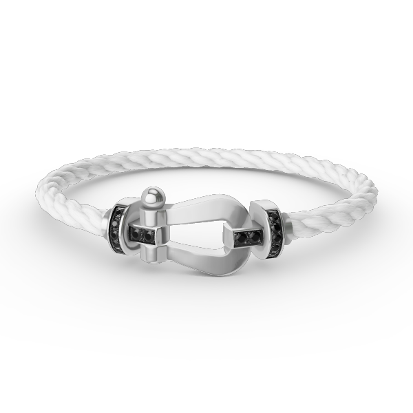 ¡®Dream¡¯FORCE LARGE HORSESHOE BLACK DIAMOND BRACELET SILVER