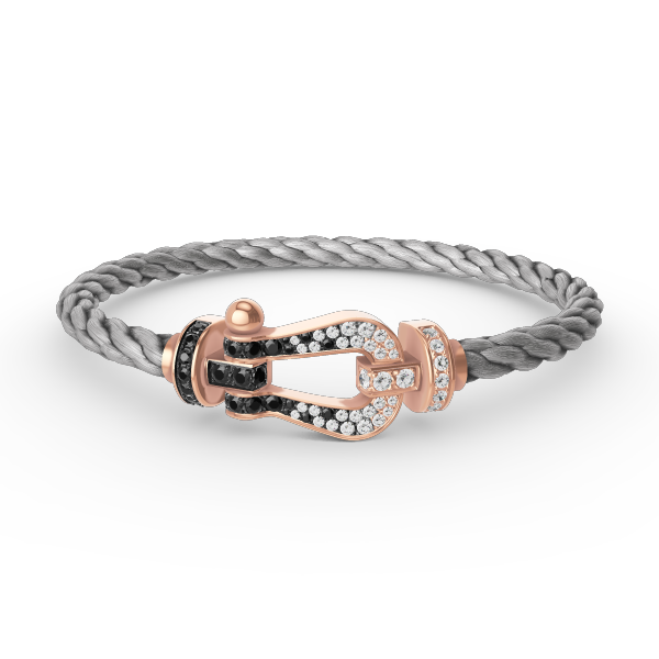 ¡®Dream¡¯FORCE LARGE HORSESHOE BLACK WHITE DIAMOND BRACELET ROSE GOLD