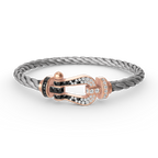 ¡®Dream¡¯FORCE LARGE HORSESHOE BLACK WHITE DIAMOND BRACELET ROSE GOLD