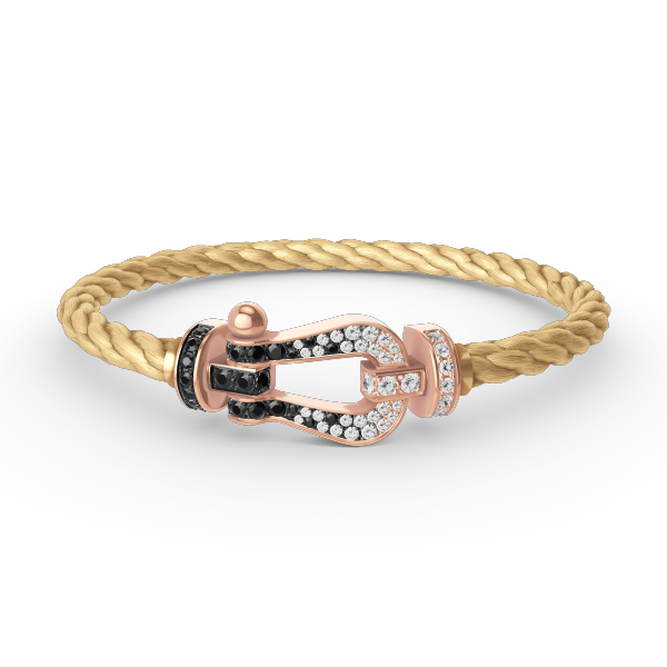 ¡®Dream¡¯FORCE LARGE HORSESHOE BLACK WHITE DIAMOND BRACELET ROSE GOLD