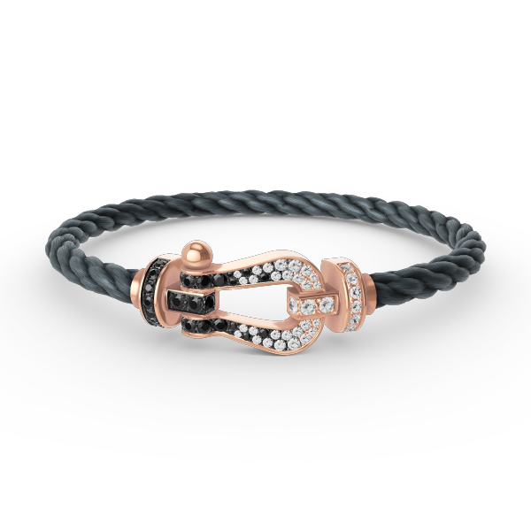 ¡®Dream¡¯FORCE LARGE HORSESHOE BLACK WHITE DIAMOND BRACELET ROSE GOLD