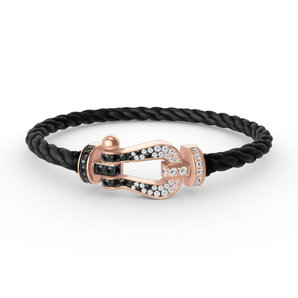 ¡®Dream¡¯FORCE LARGE HORSESHOE BLACK WHITE DIAMOND BRACELET ROSE GOLD