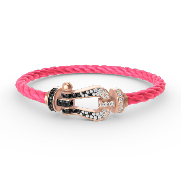¡®Dream¡¯FORCE LARGE HORSESHOE BLACK WHITE DIAMOND BRACELET ROSE GOLD