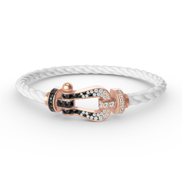 ¡®Dream¡¯FORCE LARGE HORSESHOE BLACK WHITE DIAMOND BRACELET ROSE GOLD