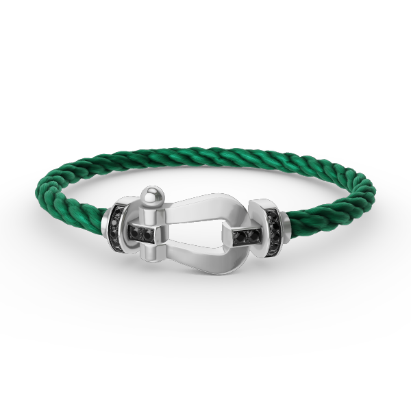 ¡®Dream¡¯FORCE LARGE HORSESHOE BLACK DIAMOND BRACELET SILVER