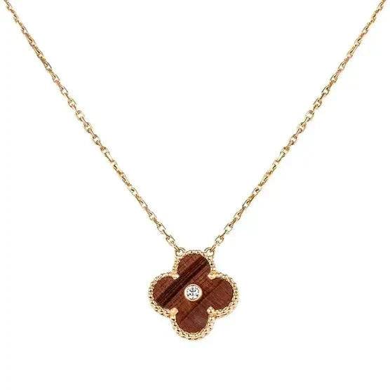 ¡®Dream¡¯CLOVER 15MM DIAMOND AND YELLOW TIGER'S EYE AGATE necklace