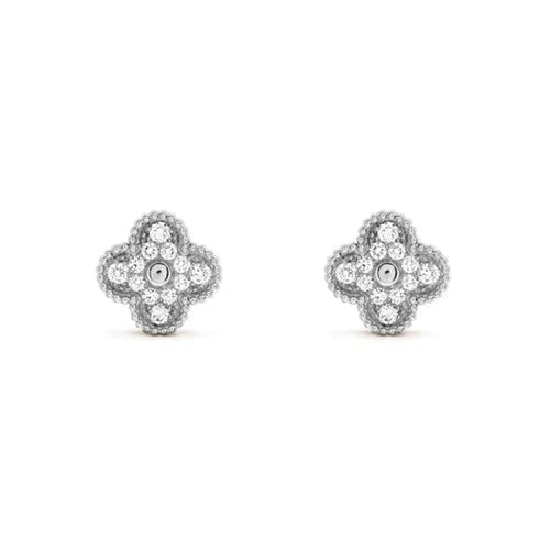 ¡®Dream¡¯CLOVER 1 MOTIFS DIAMOND STUD EARRINGS SILVER