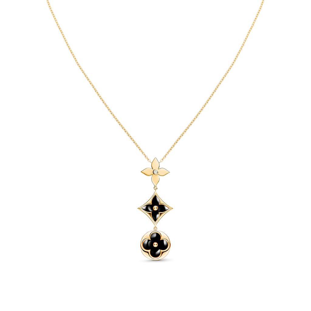 „Dream“-Halskette aus Stern- und Sonnen-Onyx in Roségold
