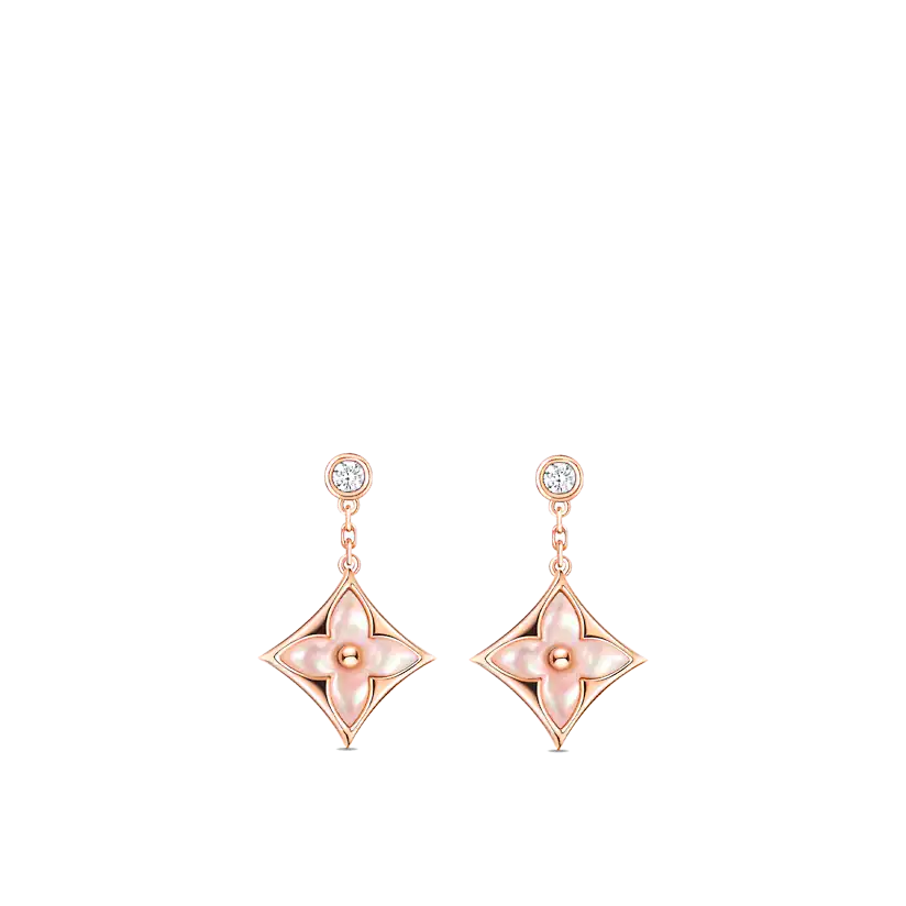 ¡®Dream¡¯DOUBLE STAR PINK GOLD MOP DROP EARRINGS