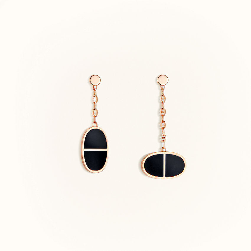 ¡®Dream¡¯CHAINE VERSO BLACK CERAMIC EARRINGS