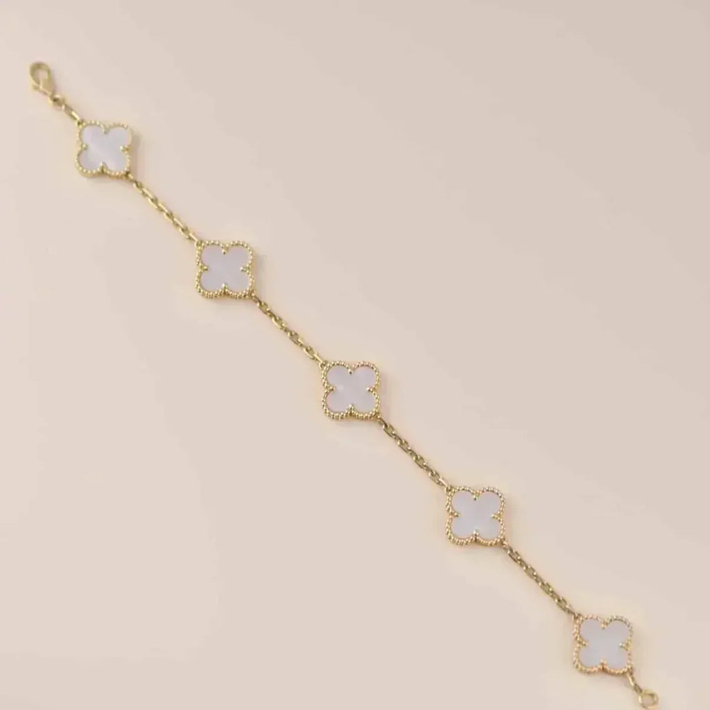 [Dream]New CLOVER WHITE PEARL MOP 5 MOTIF BRACELET COLLECTION