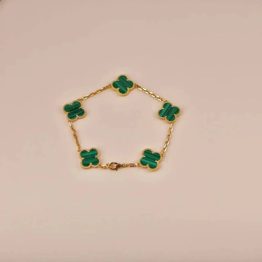 [Dream]New  CLOVER 5 MOTIF MALACHITE BRACELET COLLECTION