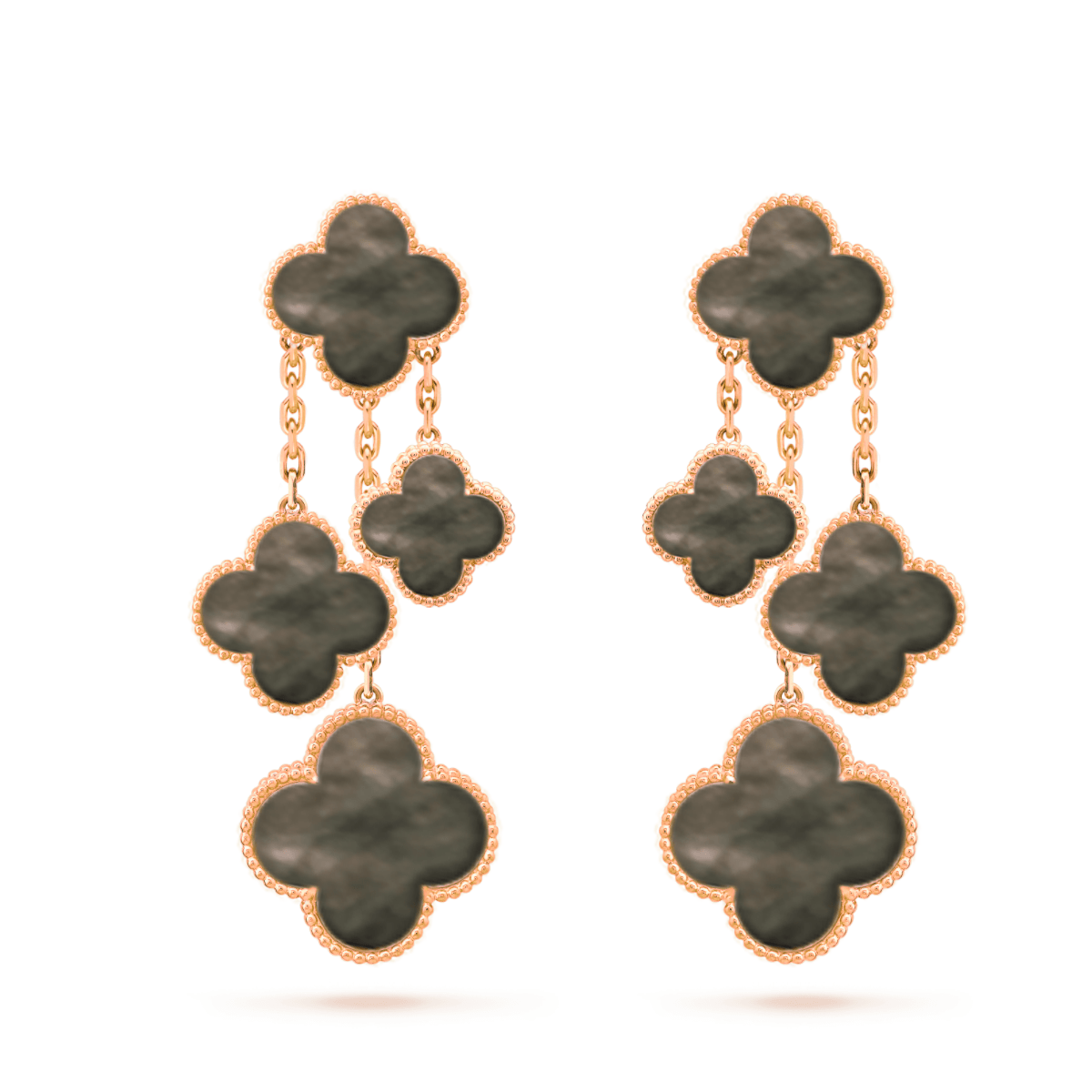 ¡®Dream¡¯CLOVER EARRINGS DARK MOP 4 MOTIFS ROSE GOLD