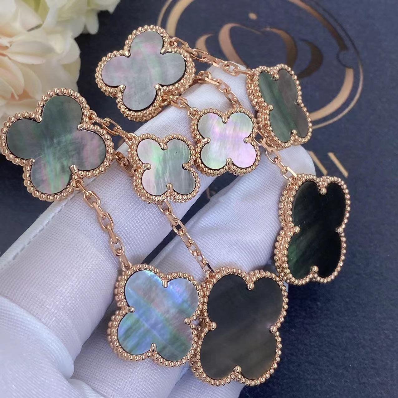 ¡®Dream¡¯CLOVER EARRINGS DARK MOP 4 MOTIFS ROSE GOLD