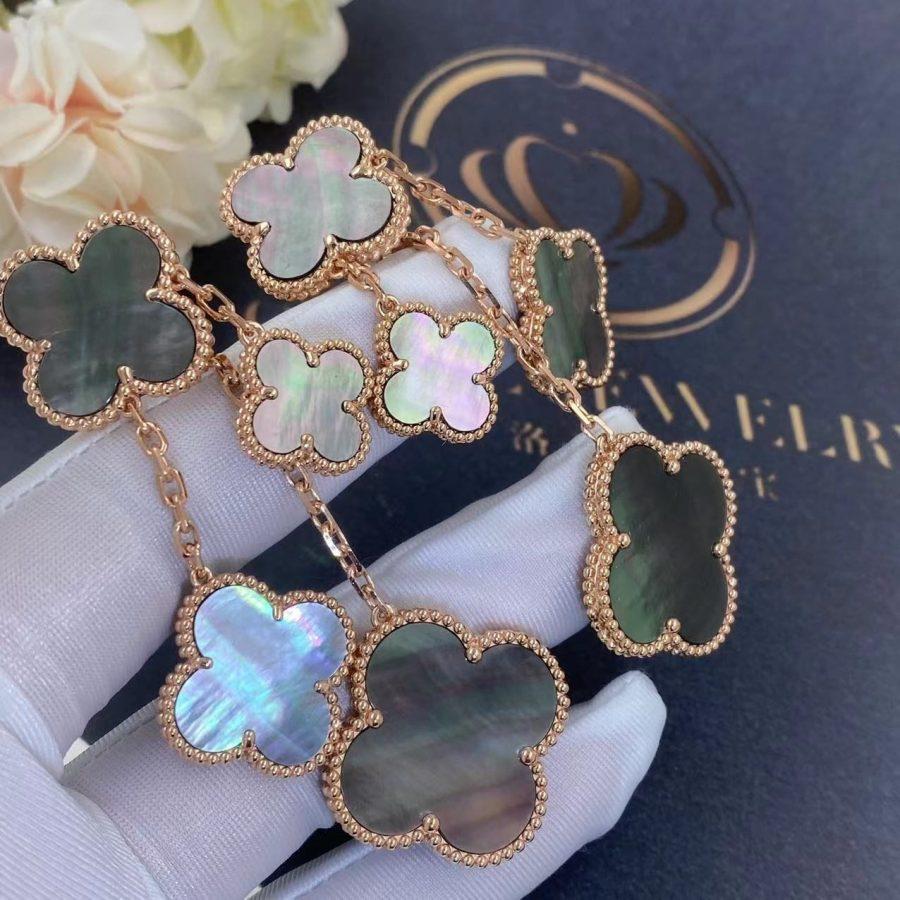 ¡®Dream¡¯CLOVER EARRINGS DARK MOP 4 MOTIFS ROSE GOLD