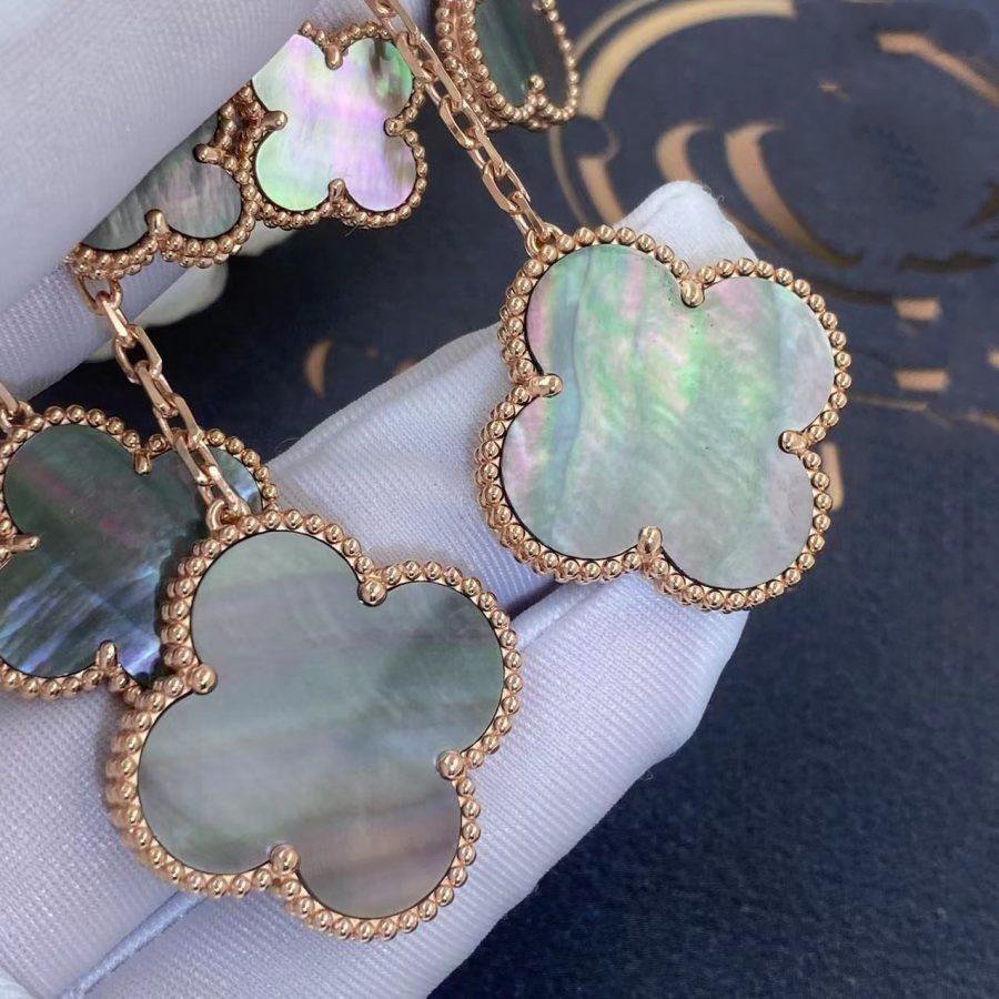 ¡®Dream¡¯CLOVER EARRINGS DARK MOP 4 MOTIFS ROSE GOLD