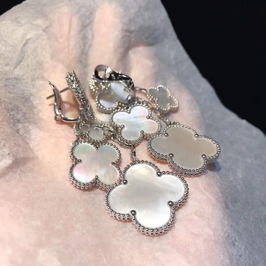 ¡®Dream¡¯CLOVER EARRINGS WHITE MOP 4 MOTIFS SILVER