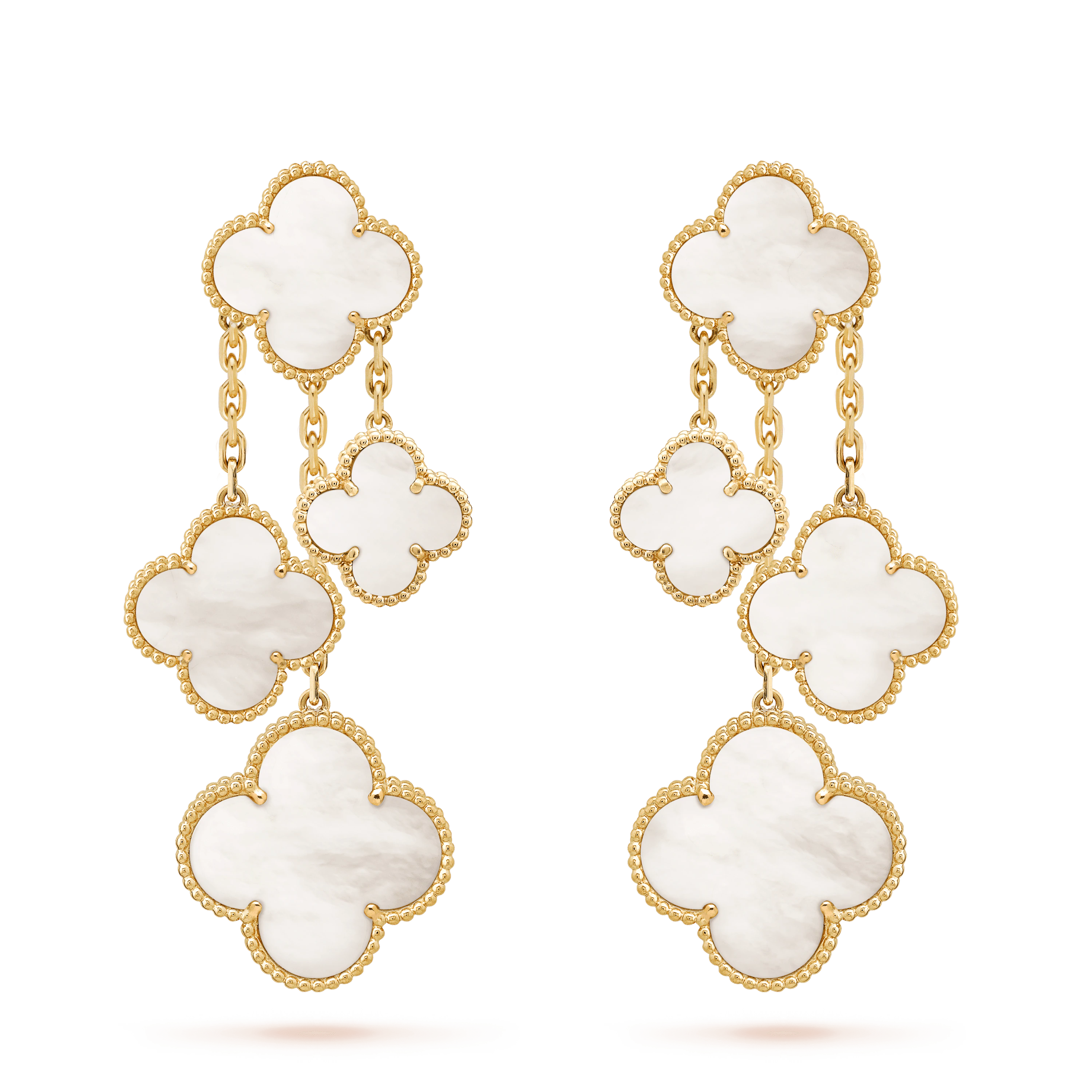 ¡®Dream¡¯CLOVER EARRINGS WHITE MOP 4 MOTIFS GOLD