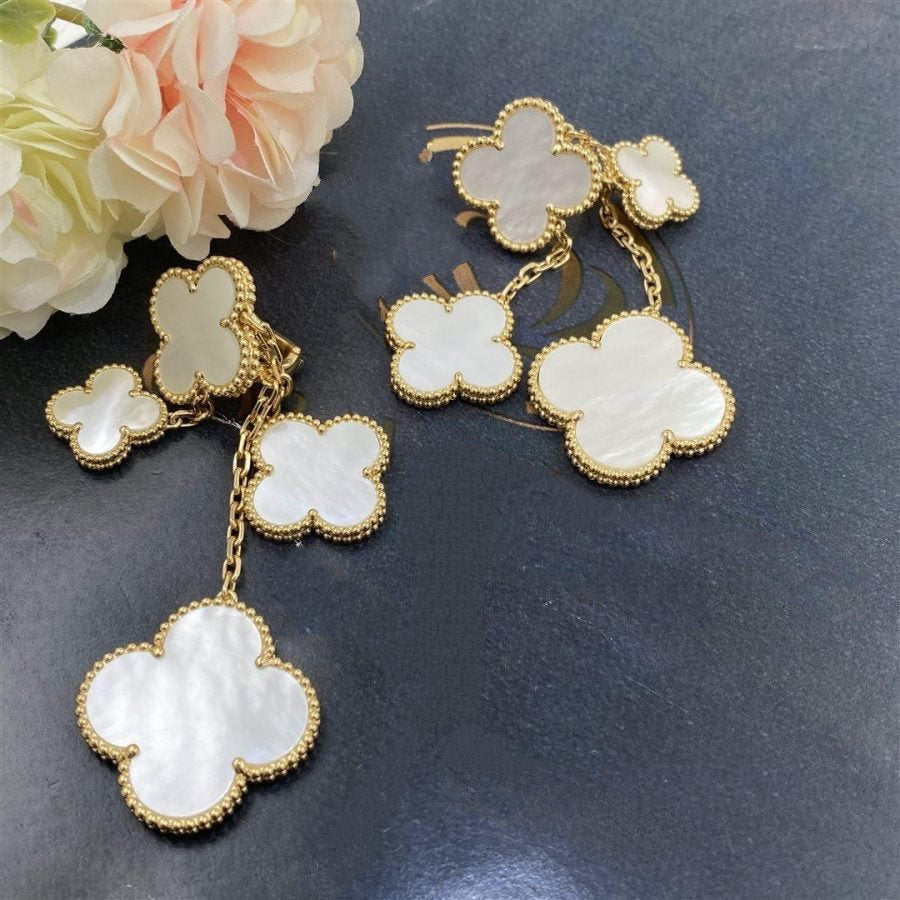 ¡®Dream¡¯CLOVER EARRINGS WHITE MOP 4 MOTIFS GOLD