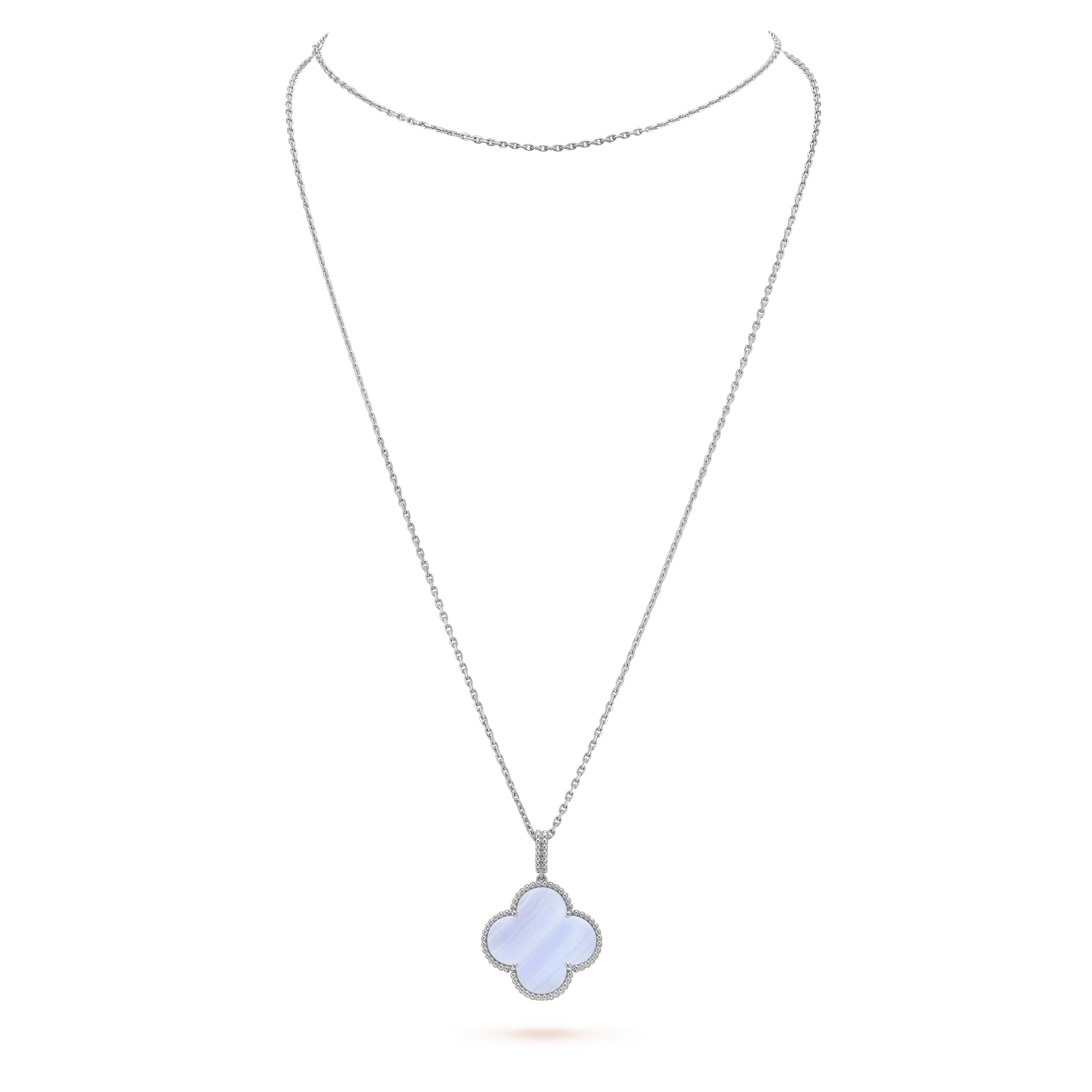 ¡®Dream¡¯CLOVER SILVER CHALCEDONY BIG CLOVER NECKLACE