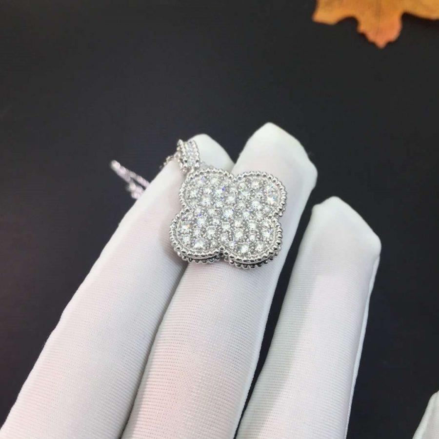 ¡®Dream¡¯CLOVER 25MM SILVER FULL DIAMOND BIG CLOVER NECKLACE
