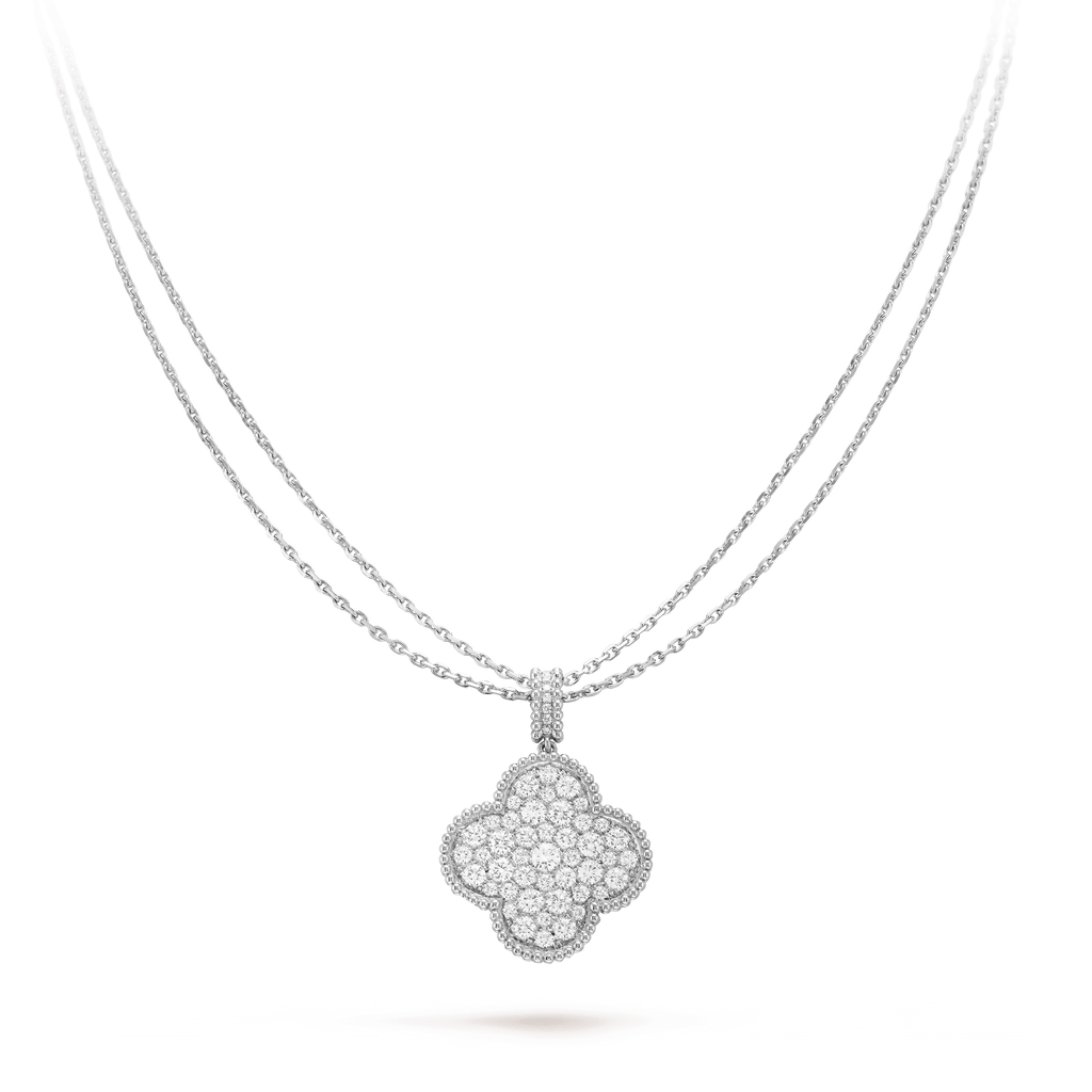 ¡®Dream¡¯CLOVER 25MM SILVER FULL DIAMOND BIG CLOVER NECKLACE