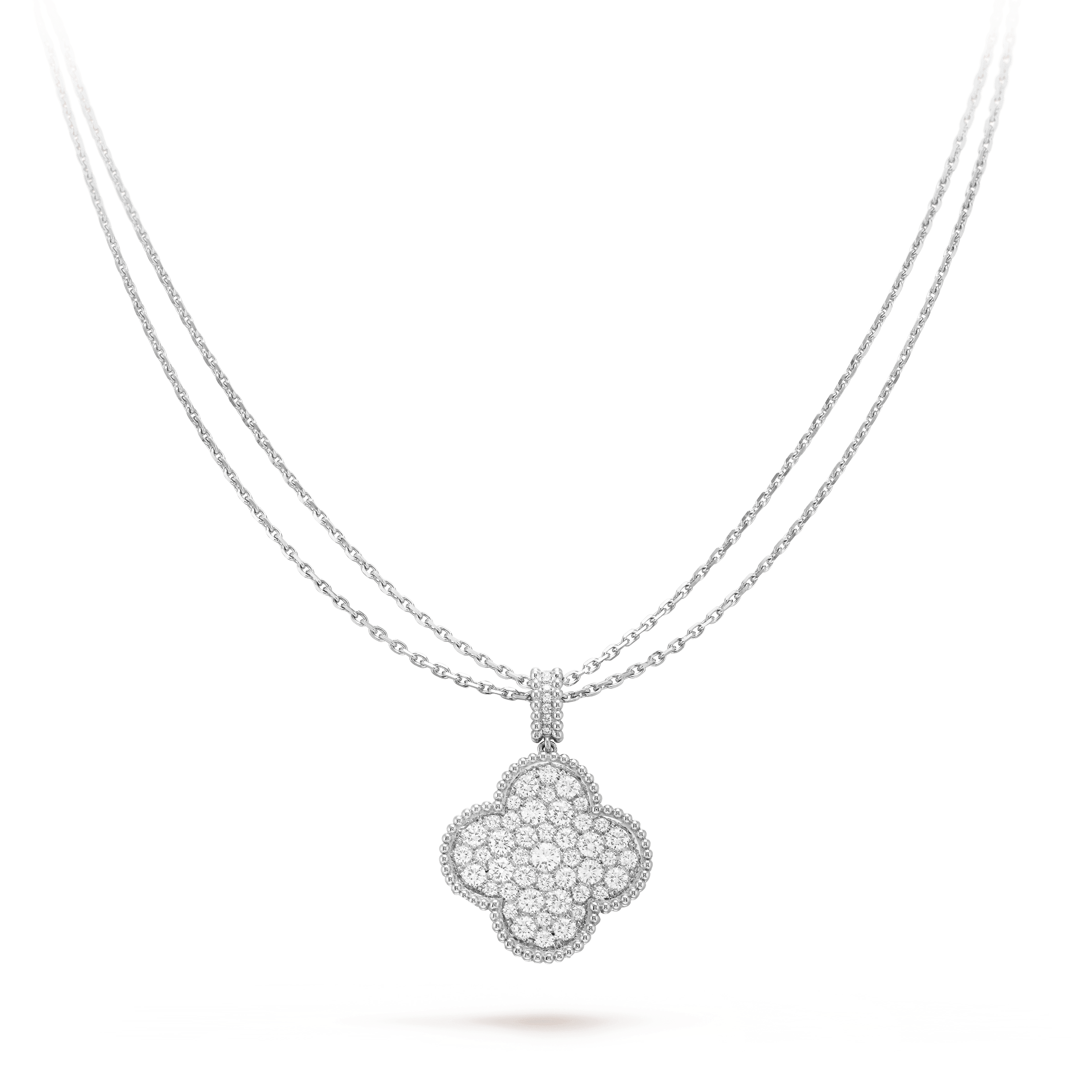 ¡®Dream¡¯CLOVER 25MM SILVER FULL DIAMOND BIG CLOVER NECKLACE