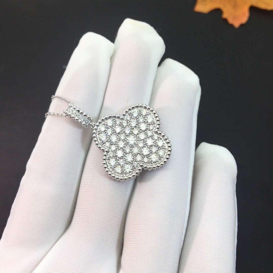 ¡®Dream¡¯CLOVER 25MM SILVER FULL DIAMOND BIG CLOVER NECKLACE