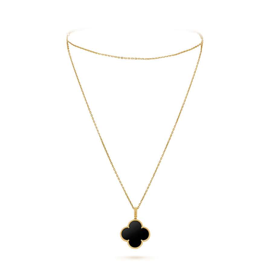 ¡®Dream¡¯CLOVER 25MM GOLD ONYX BIG CLOVER NECKLACE