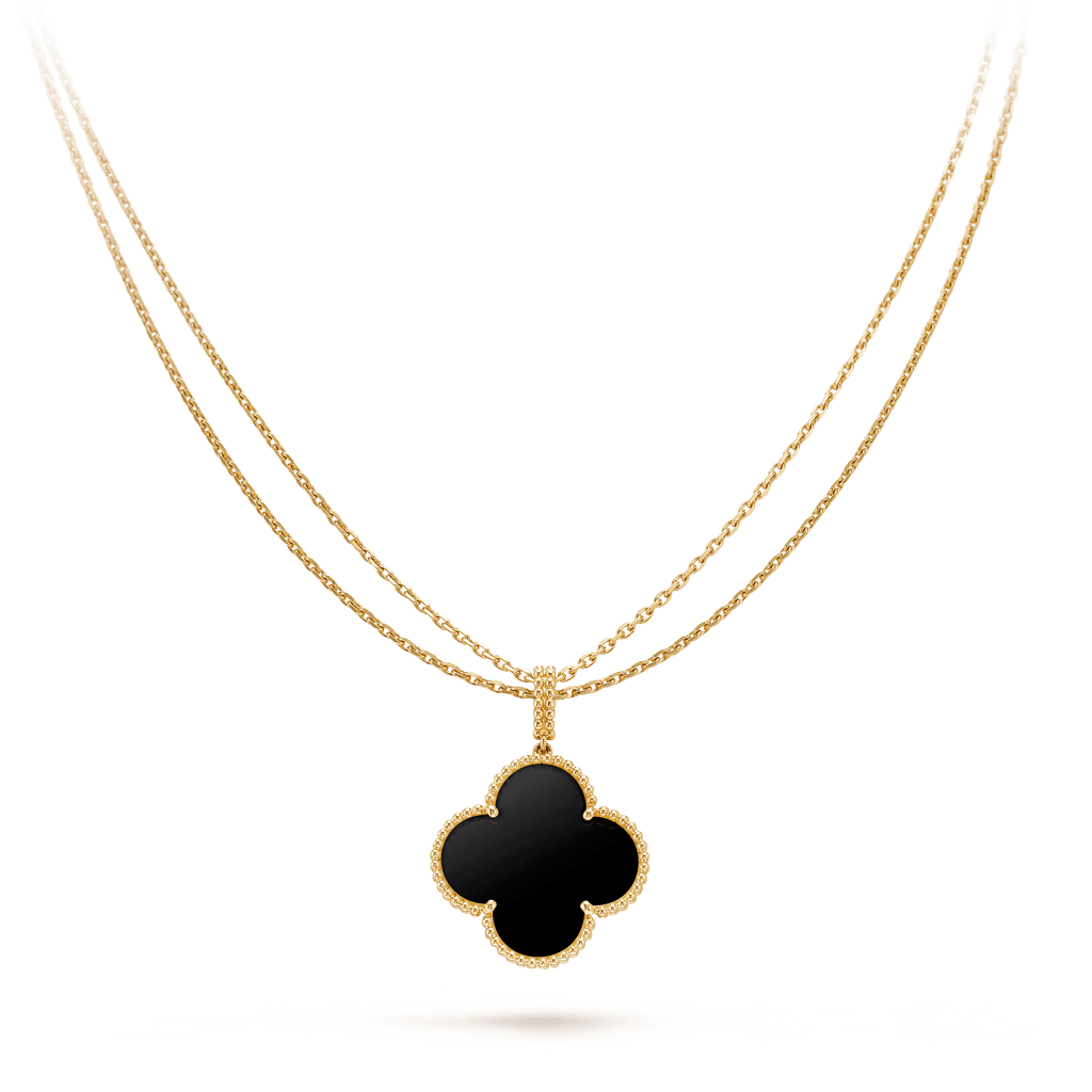¡®Dream¡¯CLOVER 25MM GOLD ONYX BIG CLOVER NECKLACE