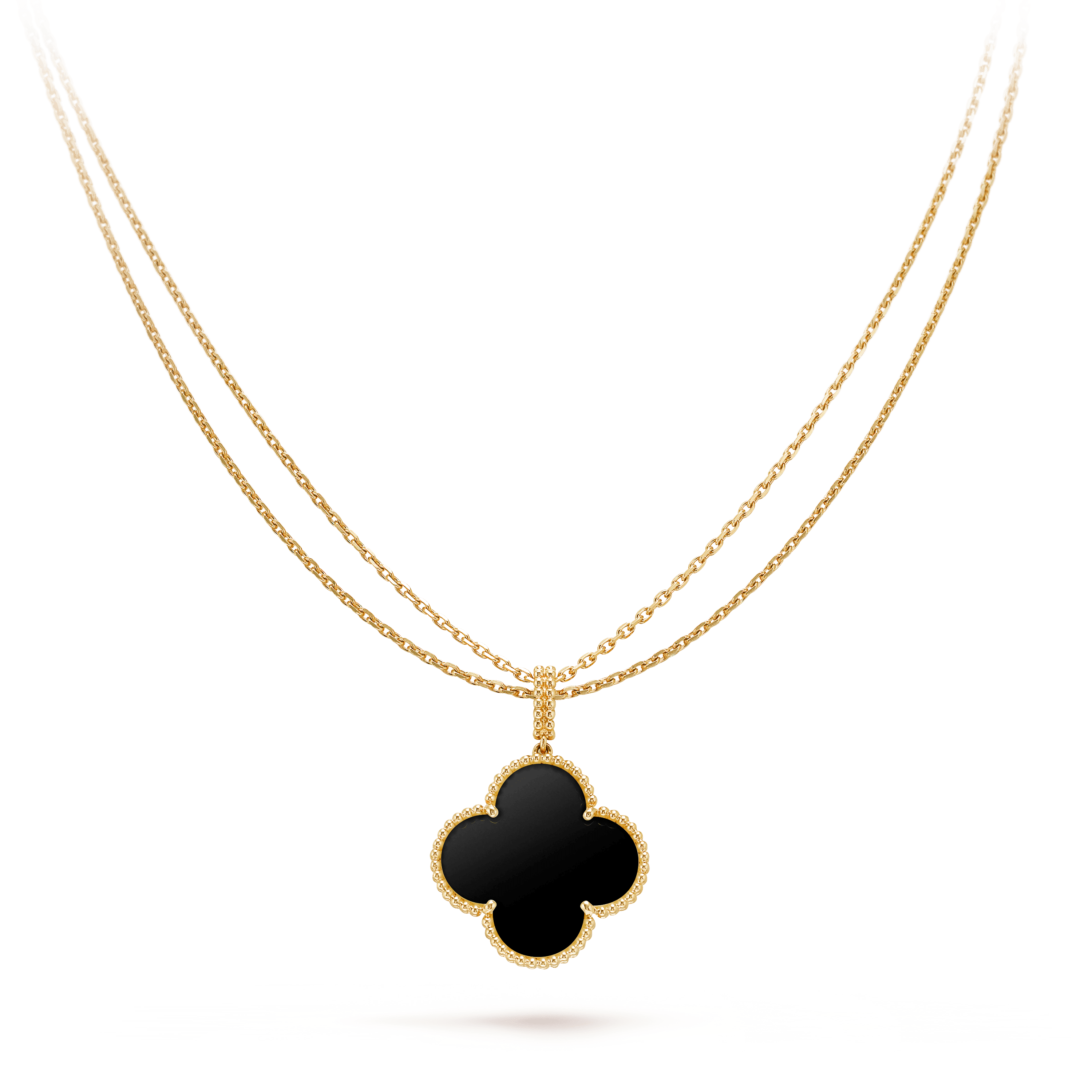 ¡®Dream¡¯CLOVER 25MM GOLD ONYX BIG CLOVER NECKLACE