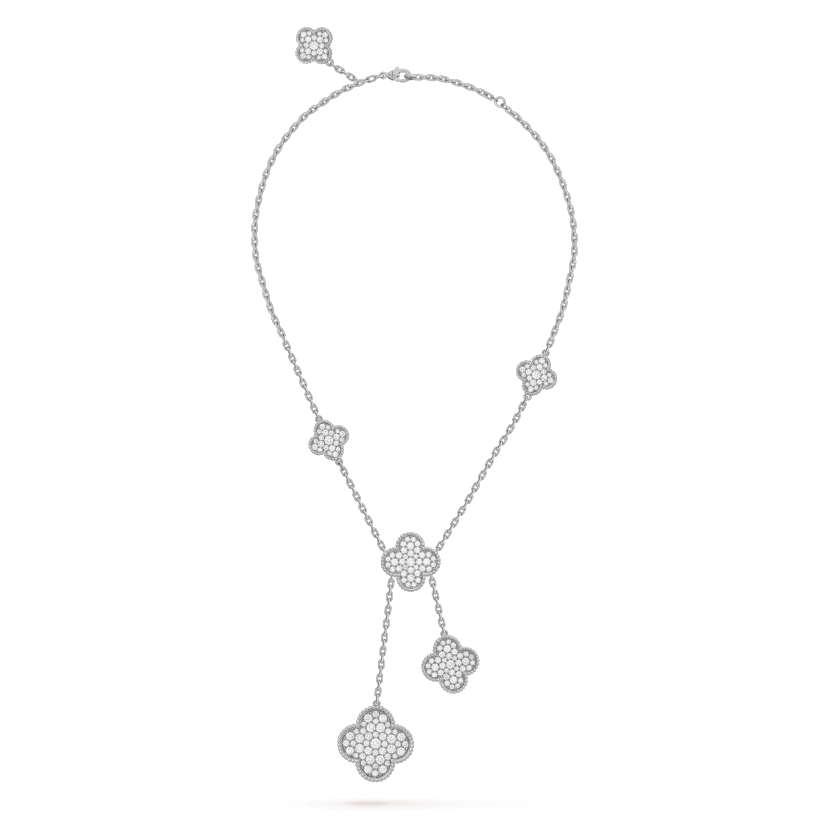 "Dream" Kleeblatt 5 Motive Silber Diamanten Halskette
