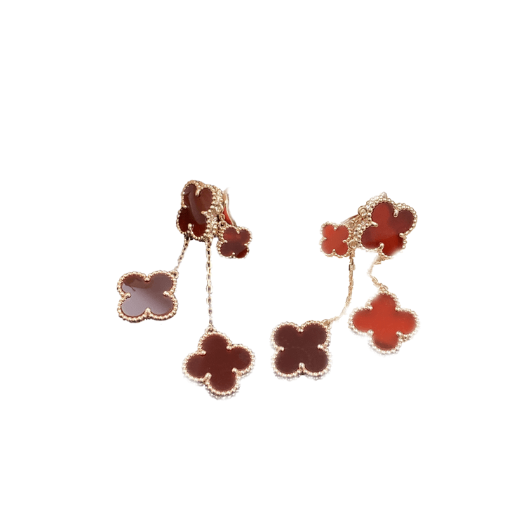 ¡®Dream¡¯CLOVER EARRINGS CARNELIAN 4 MOTIFS PINK GOLD