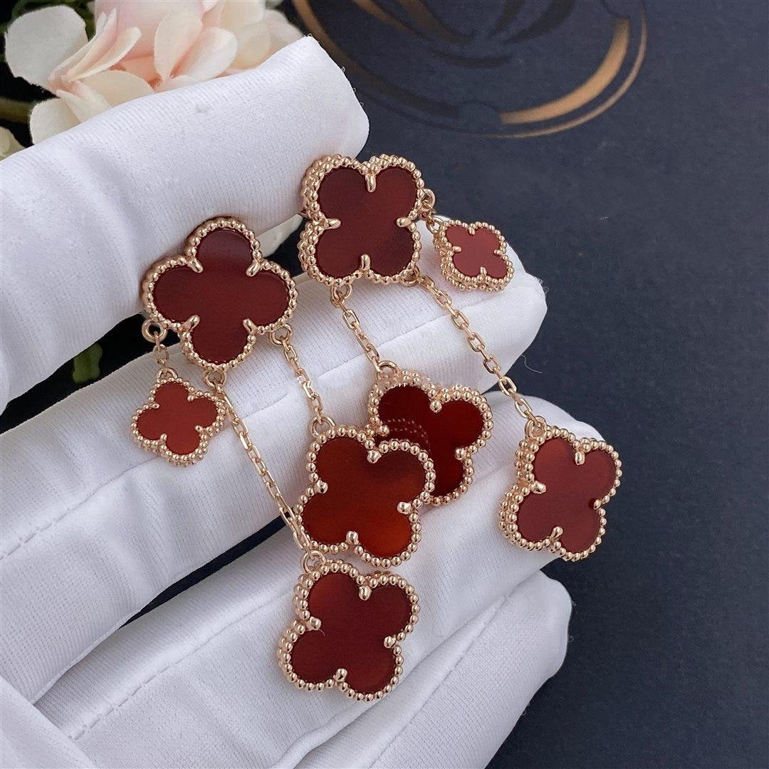 ¡®Dream¡¯CLOVER EARRINGS CARNELIAN 4 MOTIFS PINK GOLD