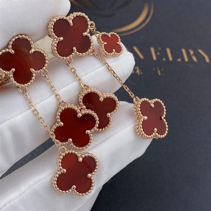 ¡®Dream¡¯CLOVER EARRINGS CARNELIAN 4 MOTIFS PINK GOLD